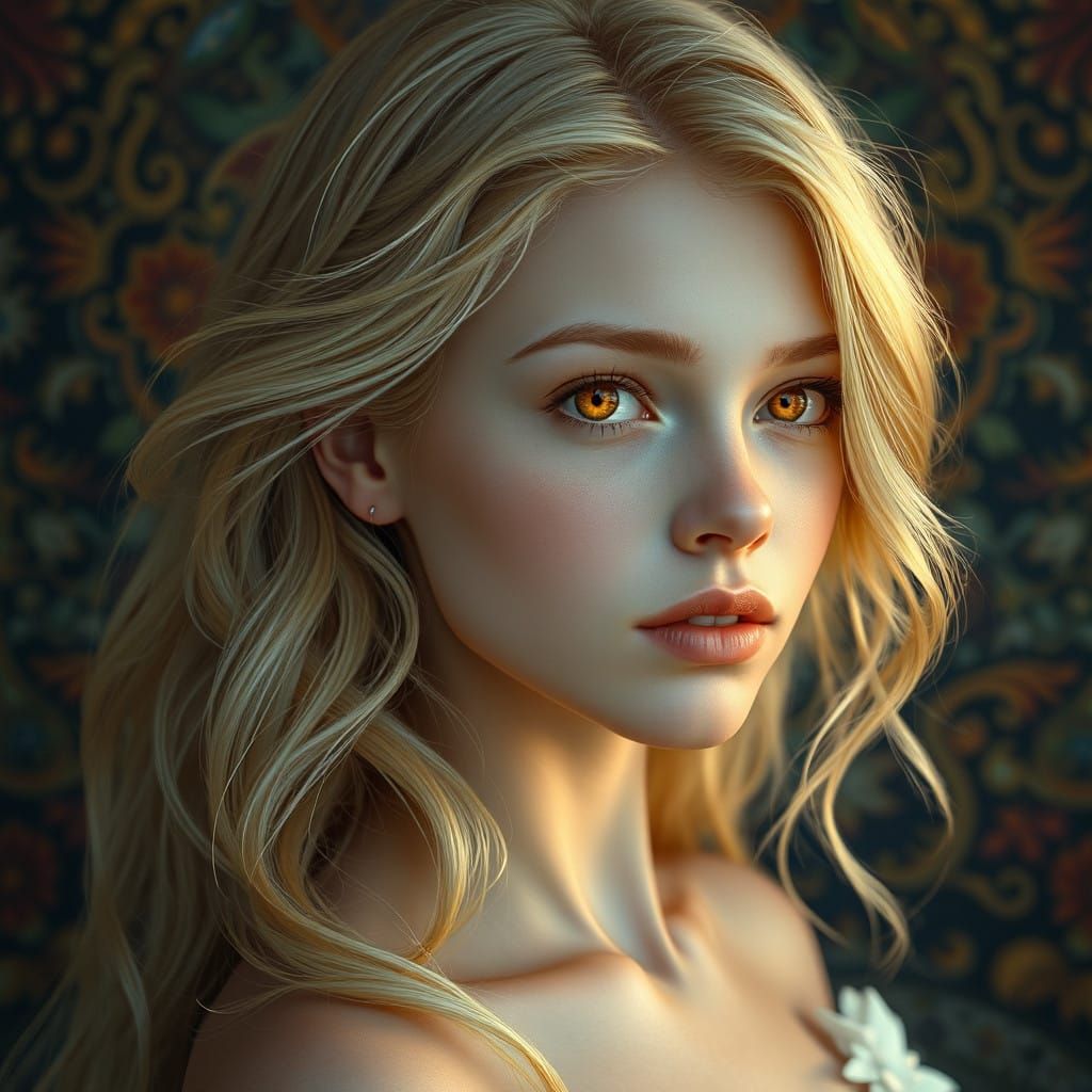 Radiant Goddess in Whimsical Dreamscape