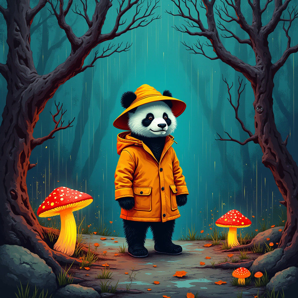 Gloomy Panda Enchanted by Autumn Mystery