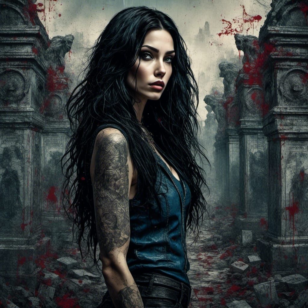 Vampire in Cemetery: Cinematic Film Still