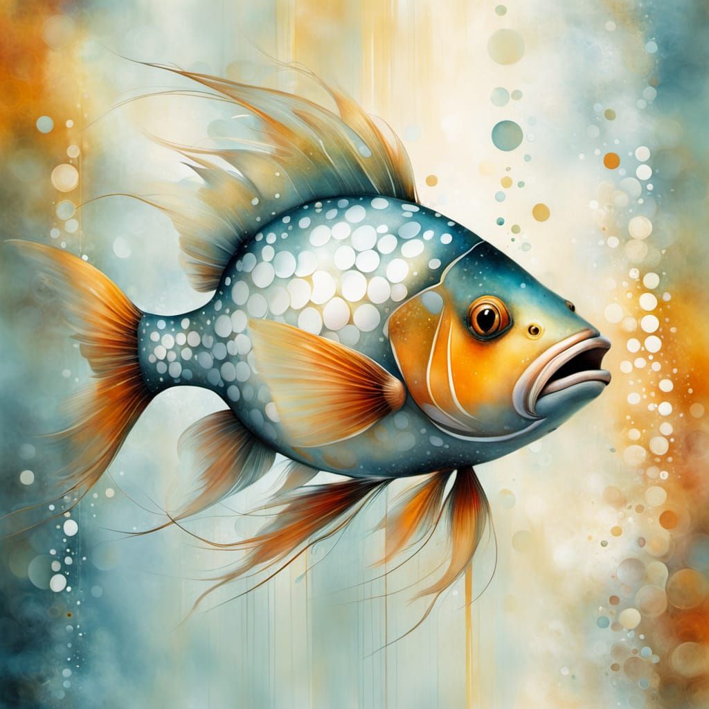 Polka Dot Fish in Abstract Vintage Style