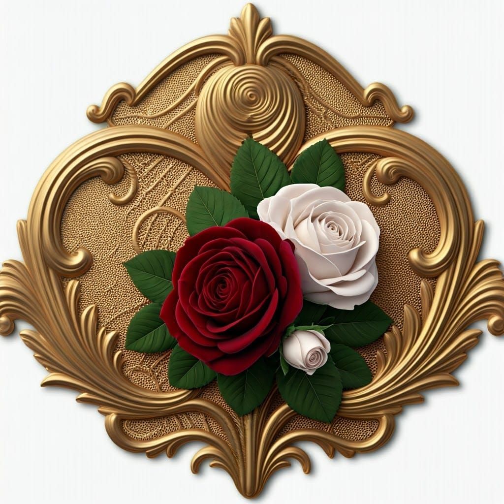 Luxurious Art Deco-Inspired Gold Ornament with Roses