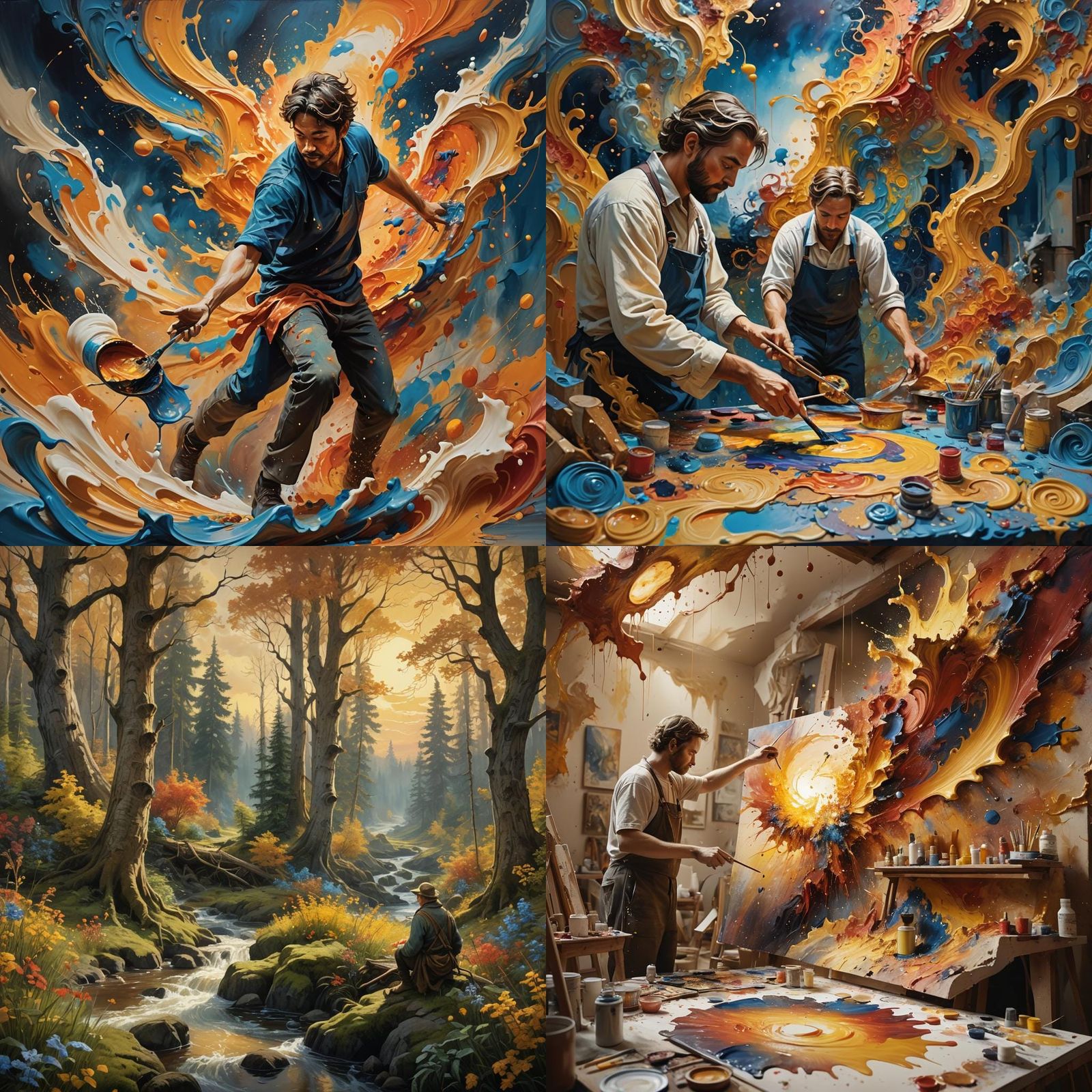 Painter Creating a World of Art, Detailed Matte Painting