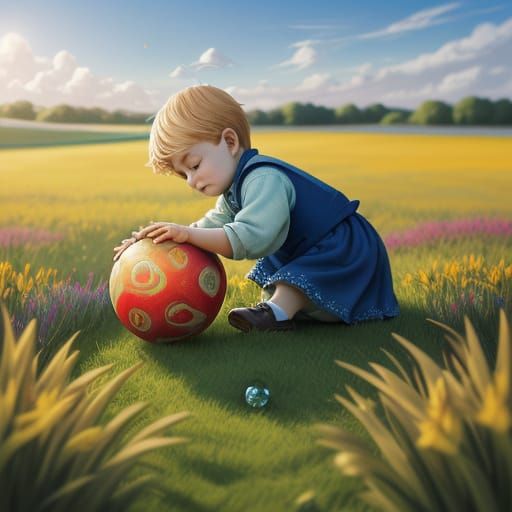 Child Playing Ball: Surreal Macro Photography