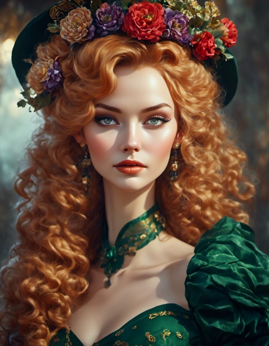 Steampunk Beauty with Green Eyes in Cinematic Style