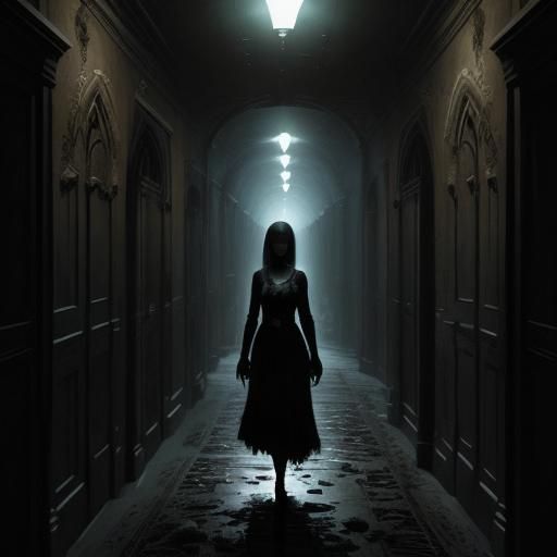Eerie Hallway Scene with Magic and Ice Cream