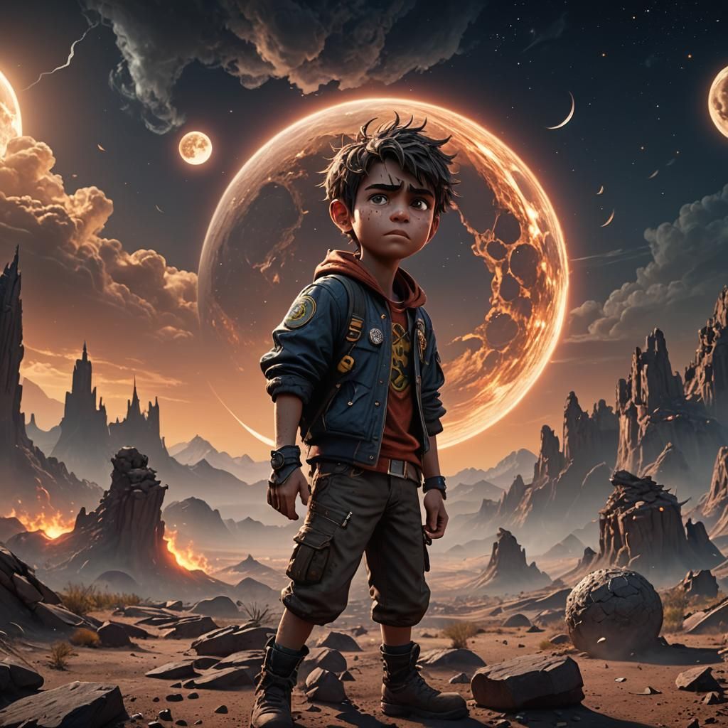 Boy and Moon: A Fantasy Concept Art