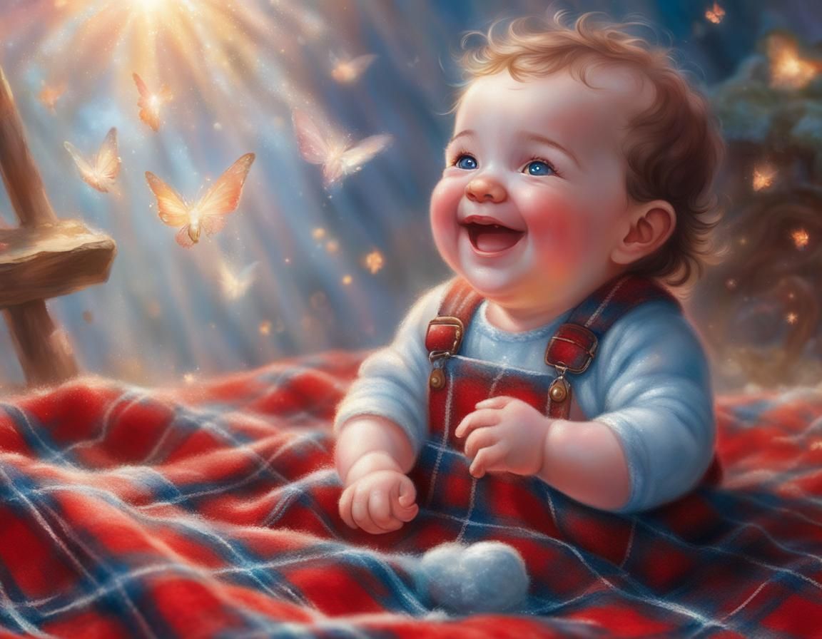 Baby in a plaid snuggie