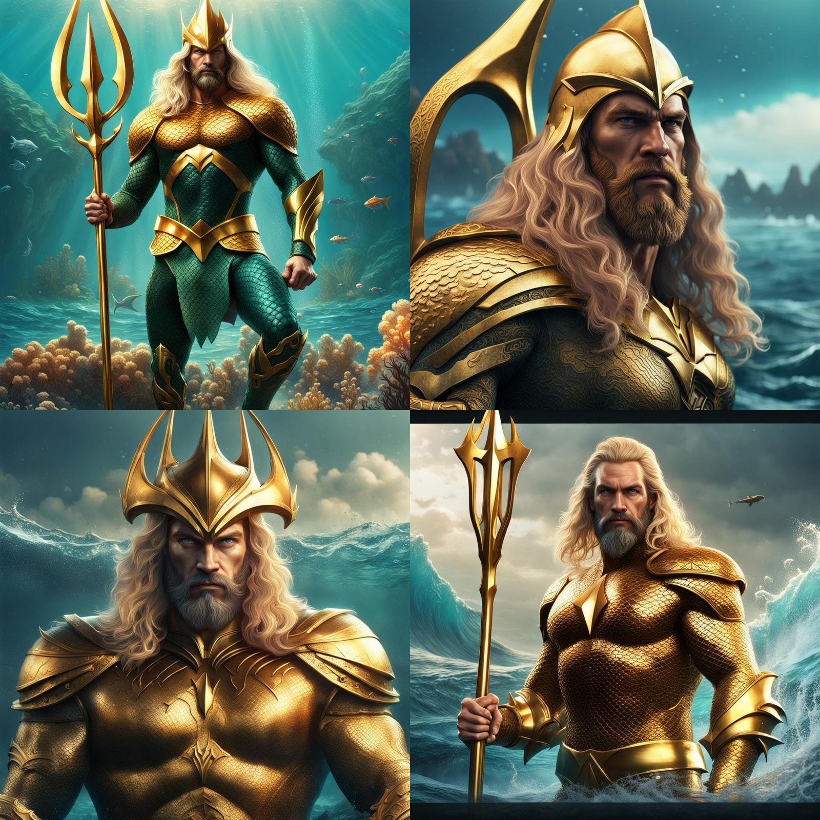 1970s Aquaman, King of Atlantis in High Fantasy Style
