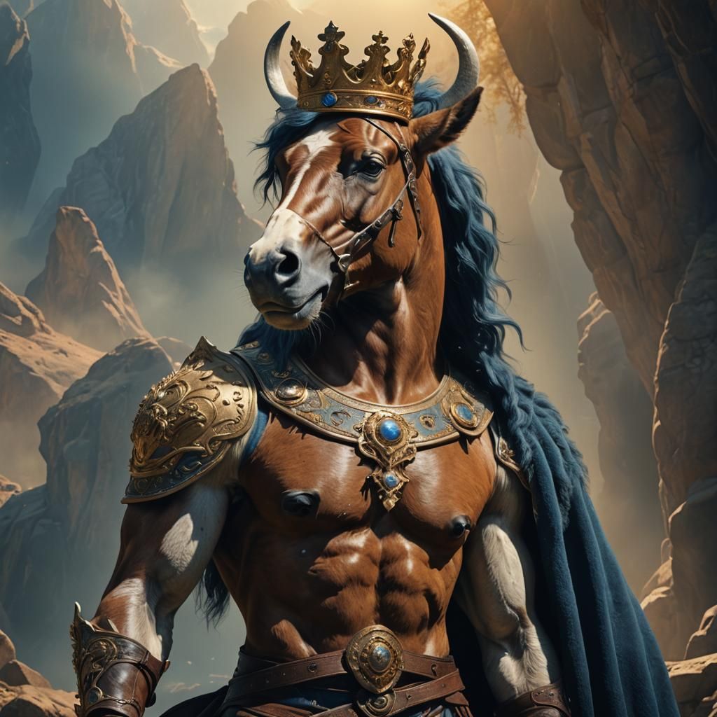 Crowned Centaur in Regal Fantasy Art
