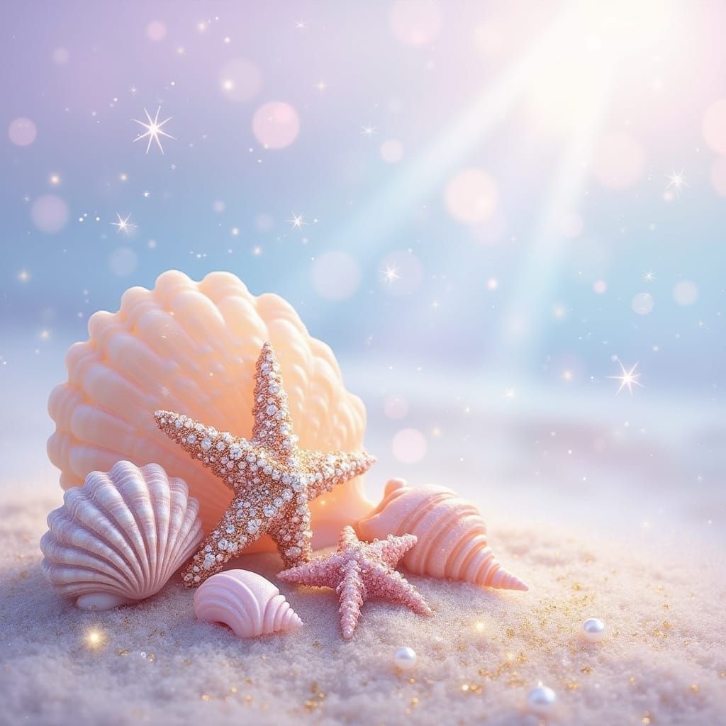 Surreal Seashell Dreamscape in Watercolor Pastel