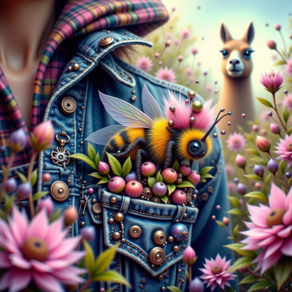 Sleepy Bumble Bee and Llama Walk, Storybook Art