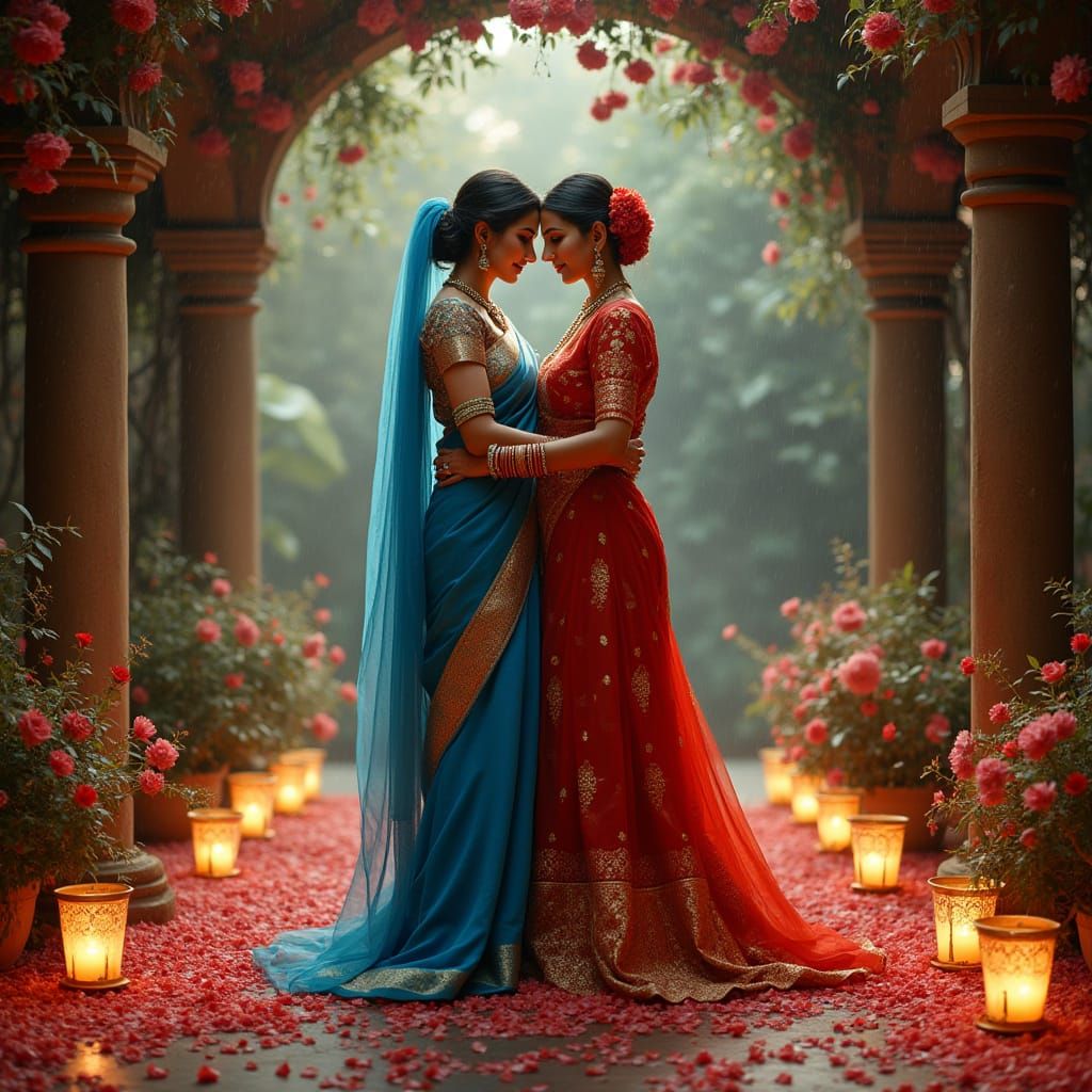 Intimate Indian Wedding Scene in Monsoon Rain