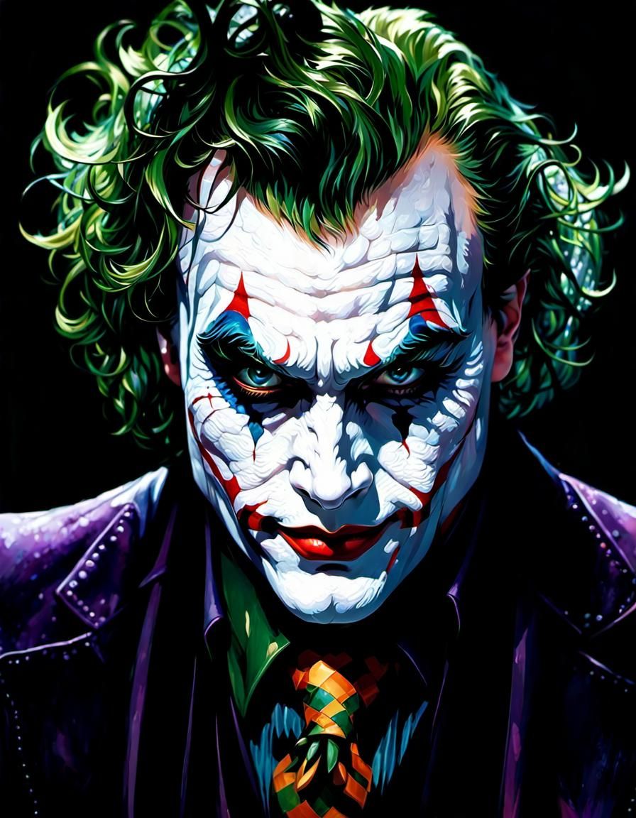 Hyperrealistic Joker Portrait in Rich Colors