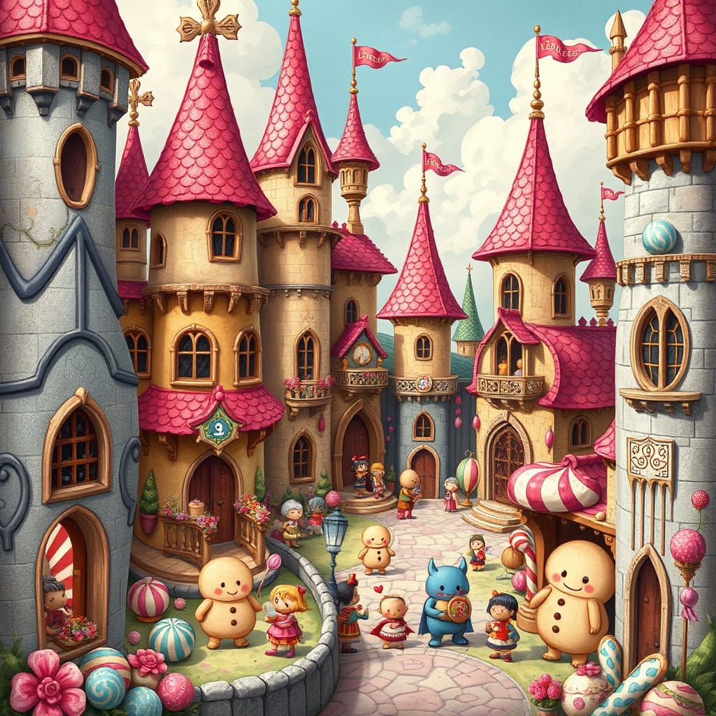Whimsical Cookie Kingdom in Vibrant Medieval Style