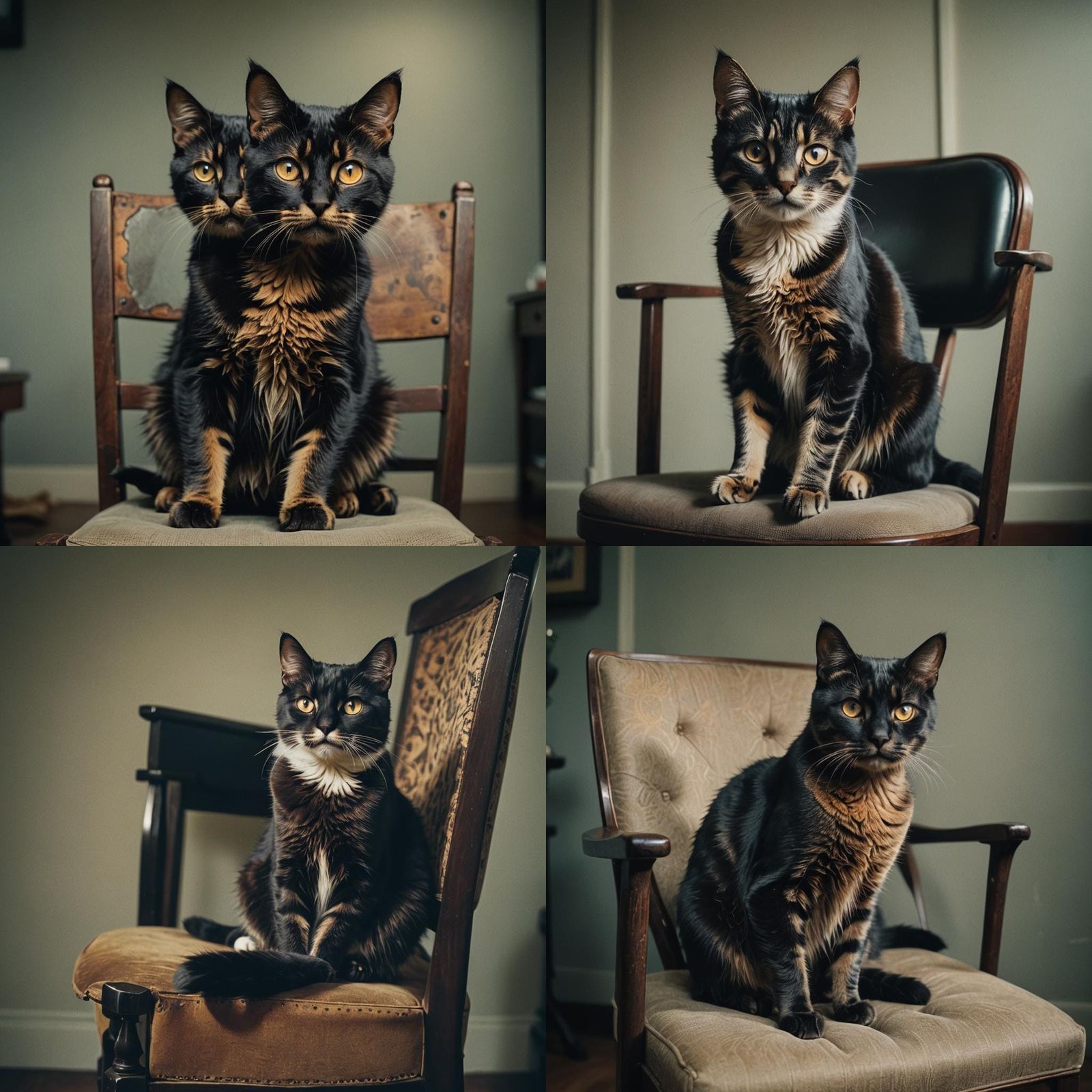 Cinematic Black Cat with Amber Eyes Film Still