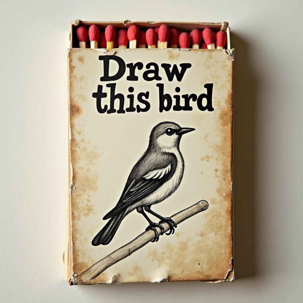 Vintage Matchbook: Draw This Bird Sketch