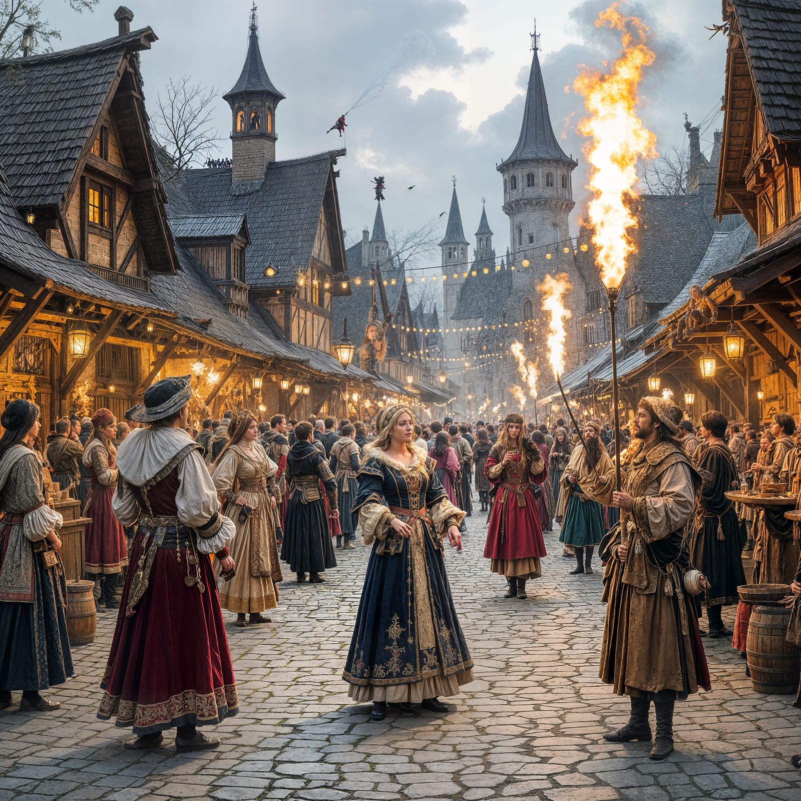 Medieval Festival with Costumes, Fire, and Music