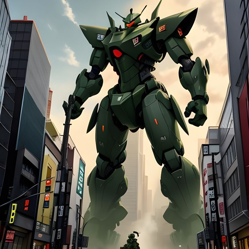 Giant Olive Mech Robot Ready to Fight Kaiju