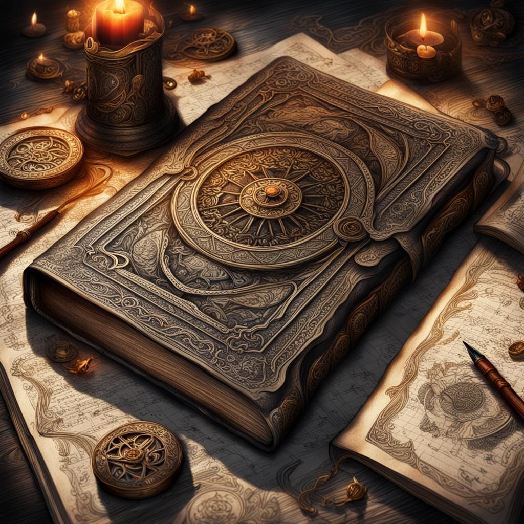 Sorcerer's Magic Book in Digital Art Style
