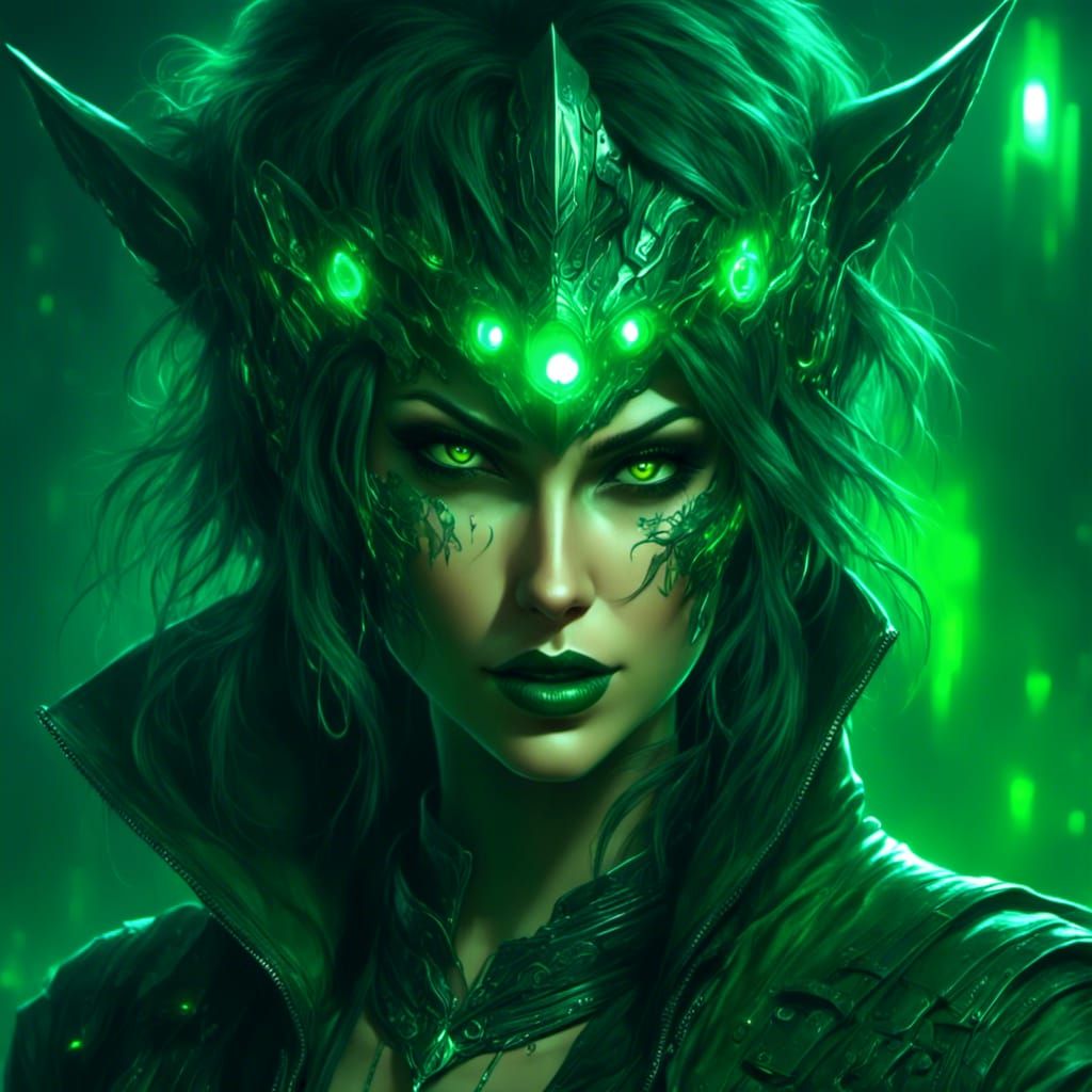 Mysterious Rogue Lady Portrait in Cyberpunk Comic Style