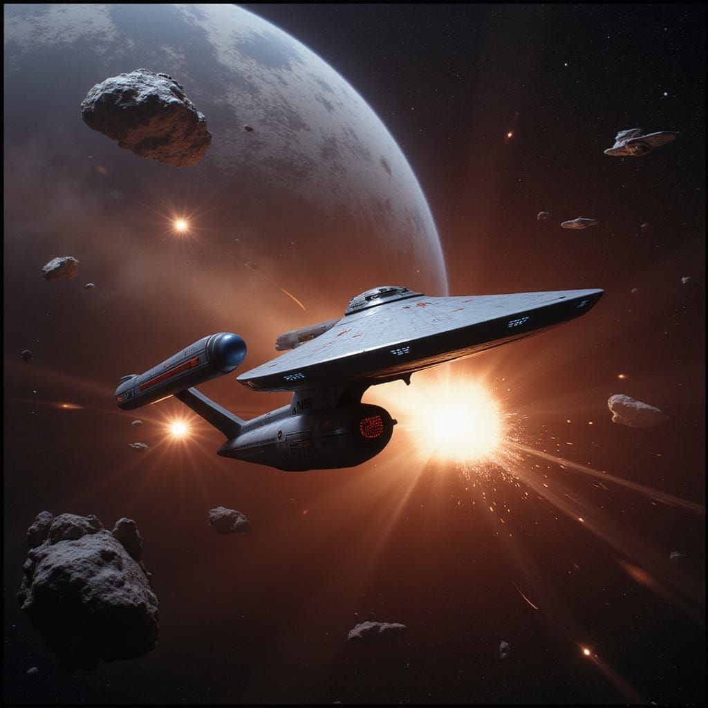 Star Trek Original Series Space Battle in Cinematic Film Sty...