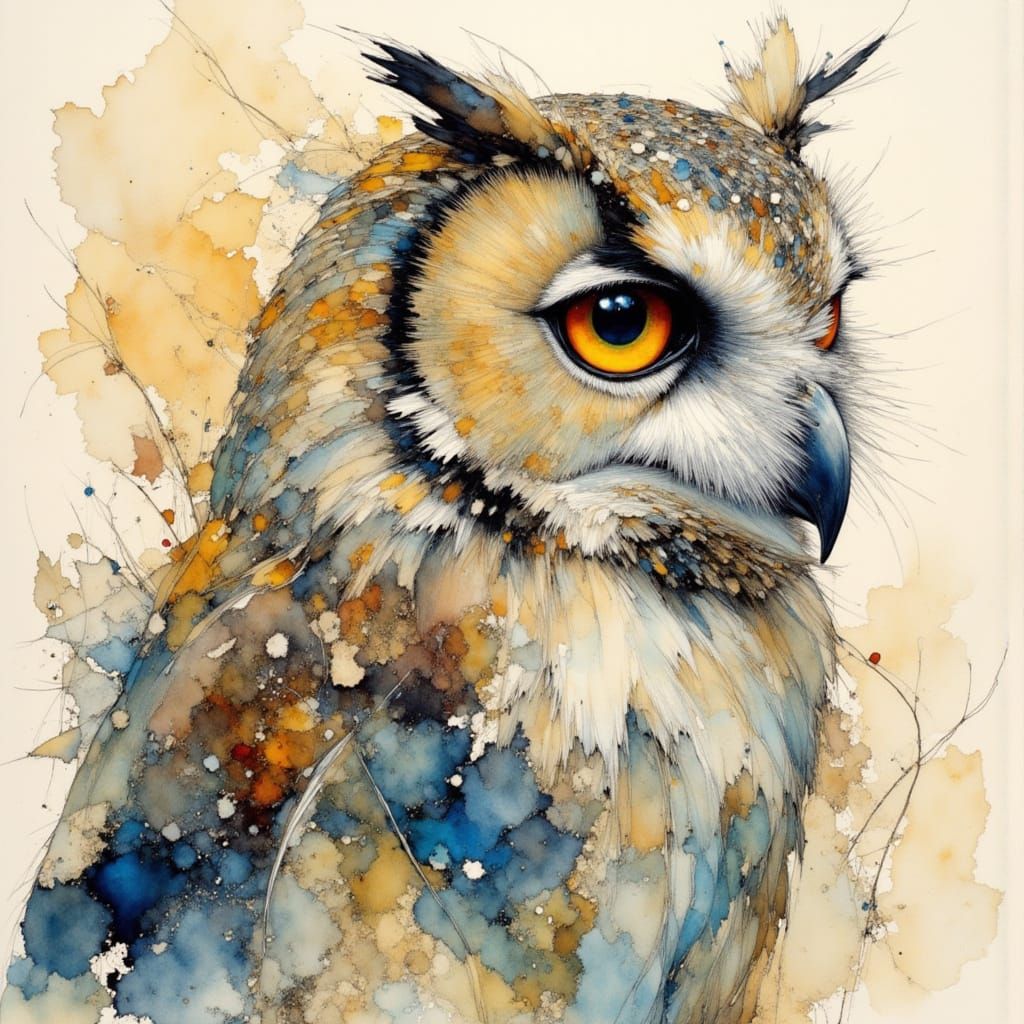 Dreamy Owl with Earthy Textures