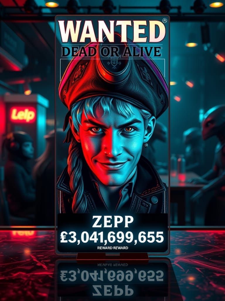 Intergalactic Pirate Zepp Wanted in Cyberpunk Bar