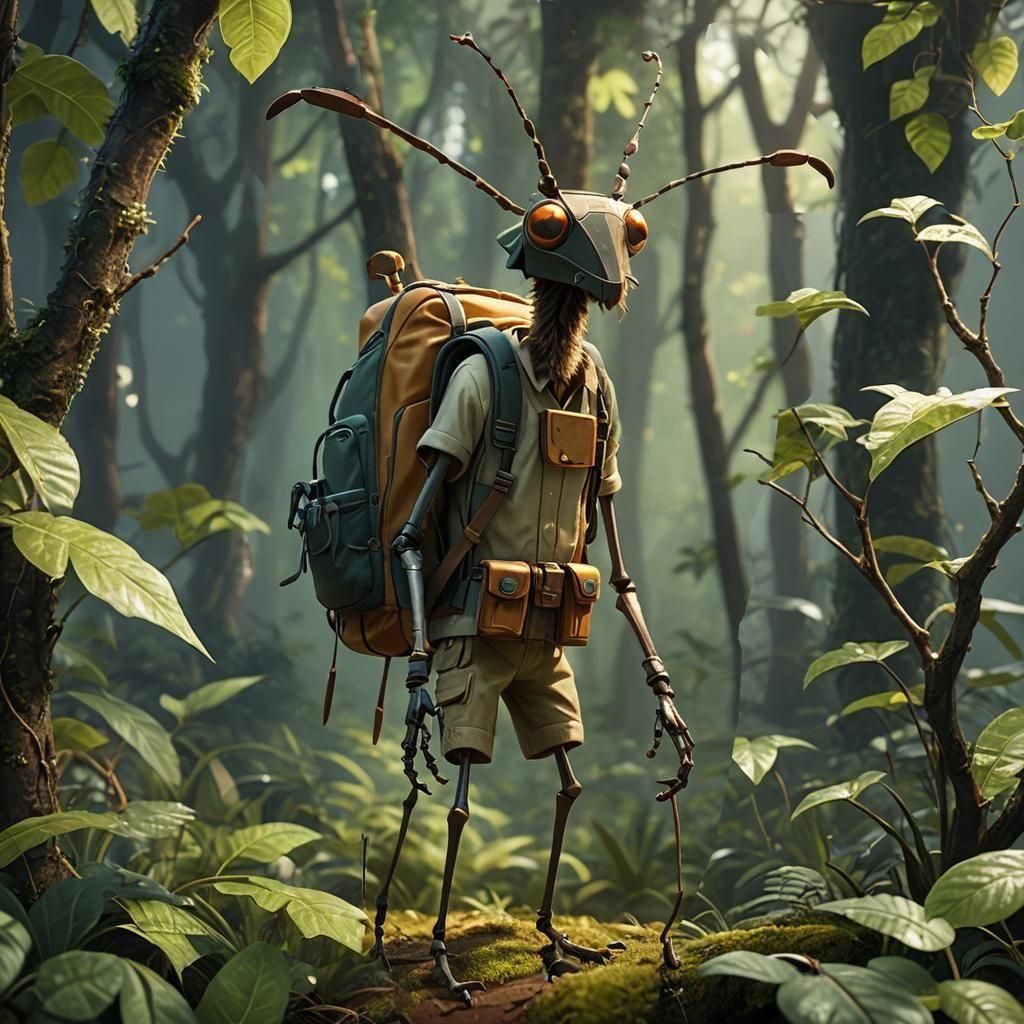 Stick Bug Adventurer in Cinematic 3D Render