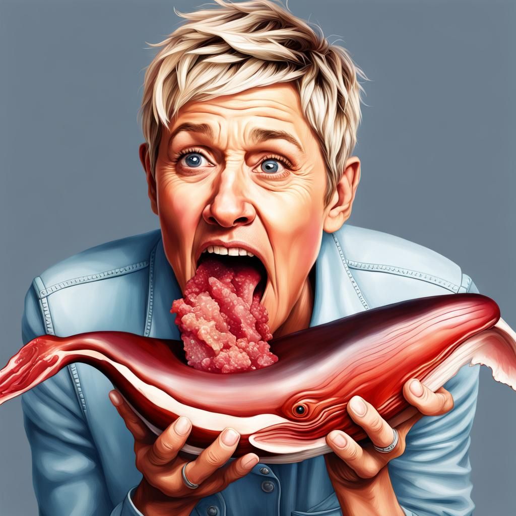 Ellen DeGeneres eating whale meat