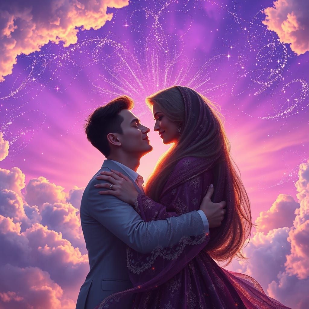 Enchanted Couple Basks in Dreamlike Purple Hues