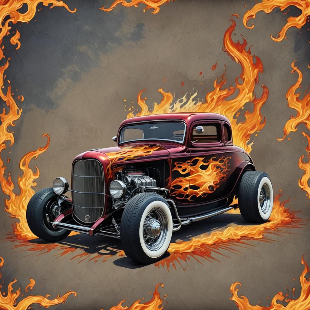 1932 Ford Coupe with Flame Paint Job