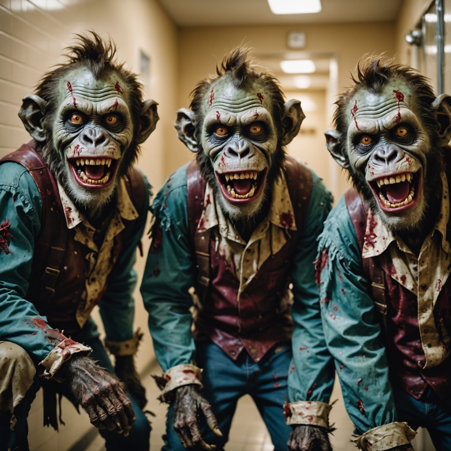 Zombie Monkey Clowns Terrorize Public Restroom in Hyper Real...