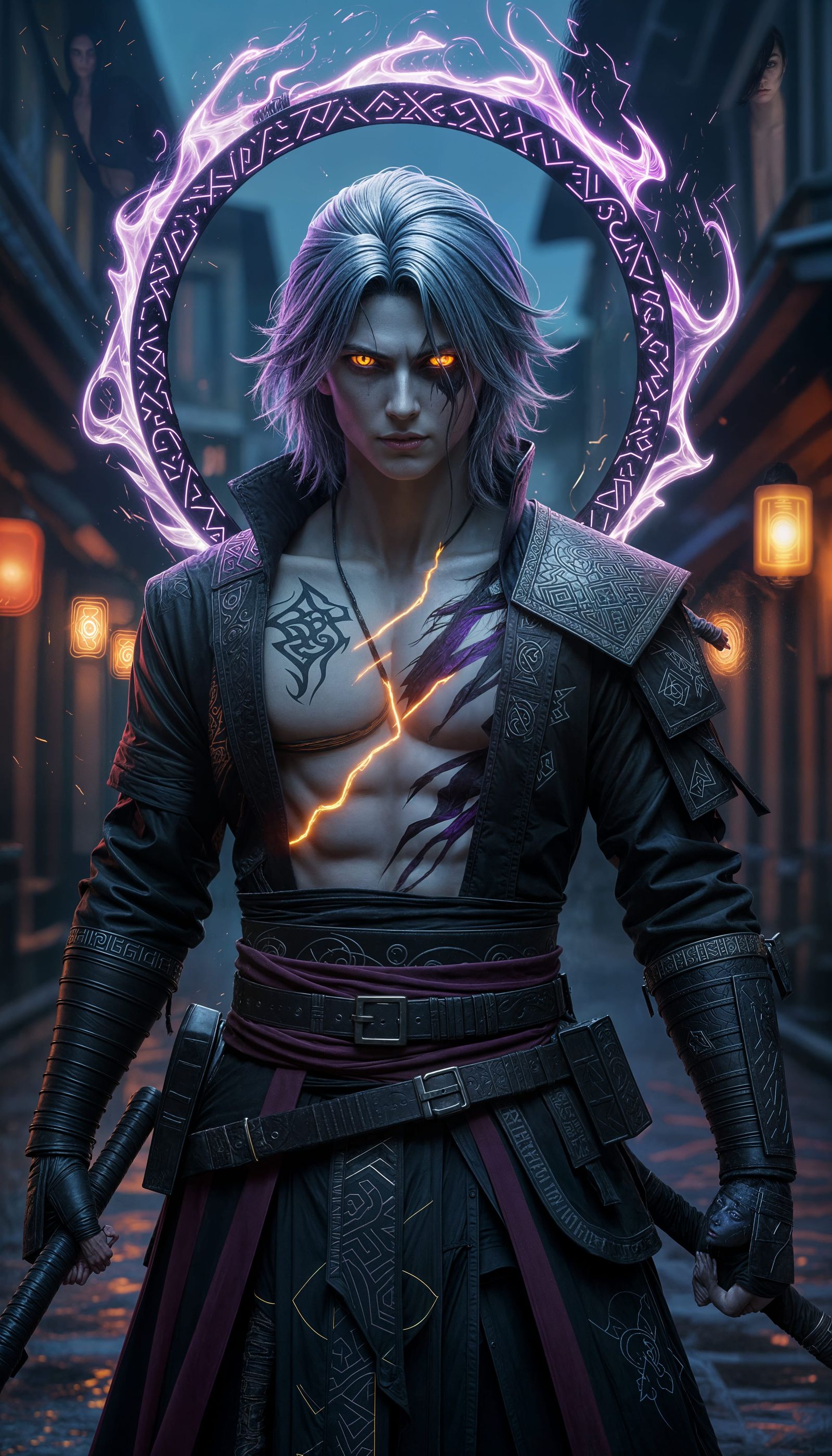 Eerie Villain with Glowing Skin and Void Blade