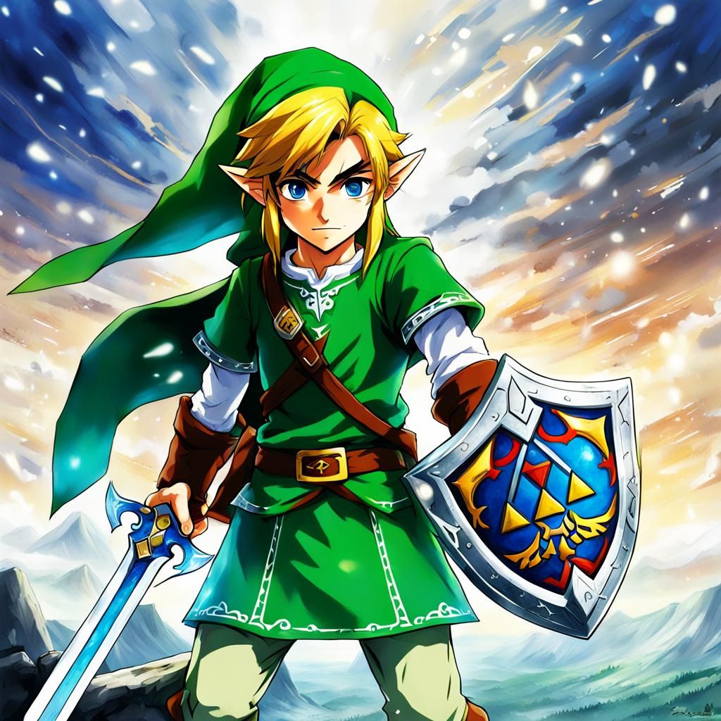 Link from Zelda: Tears of the Kingdom in Anime Style