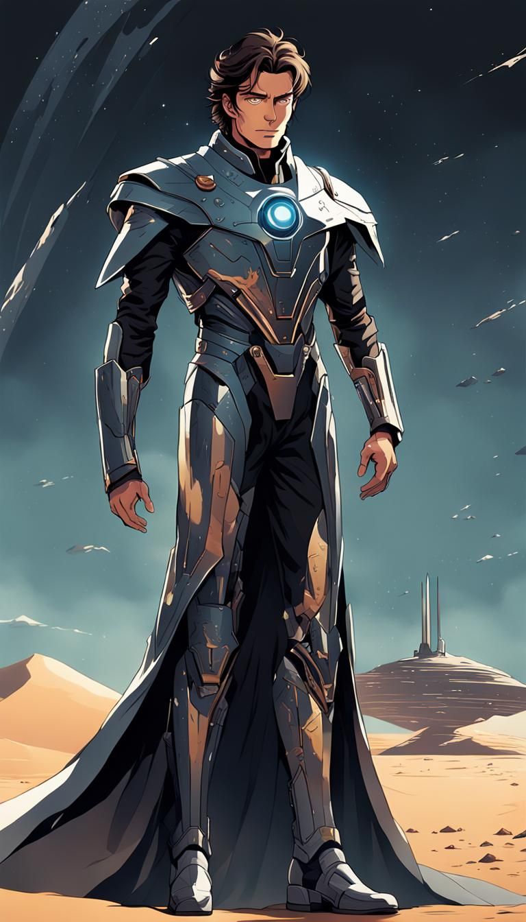 Anime Illustration of Paul Atreides on Arrakis
