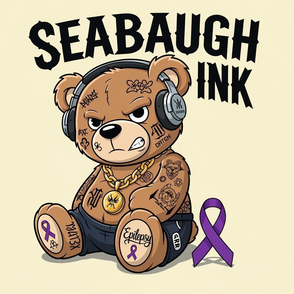 Urban Cartoon Teddy Bear Logo in Hip-Hop Style