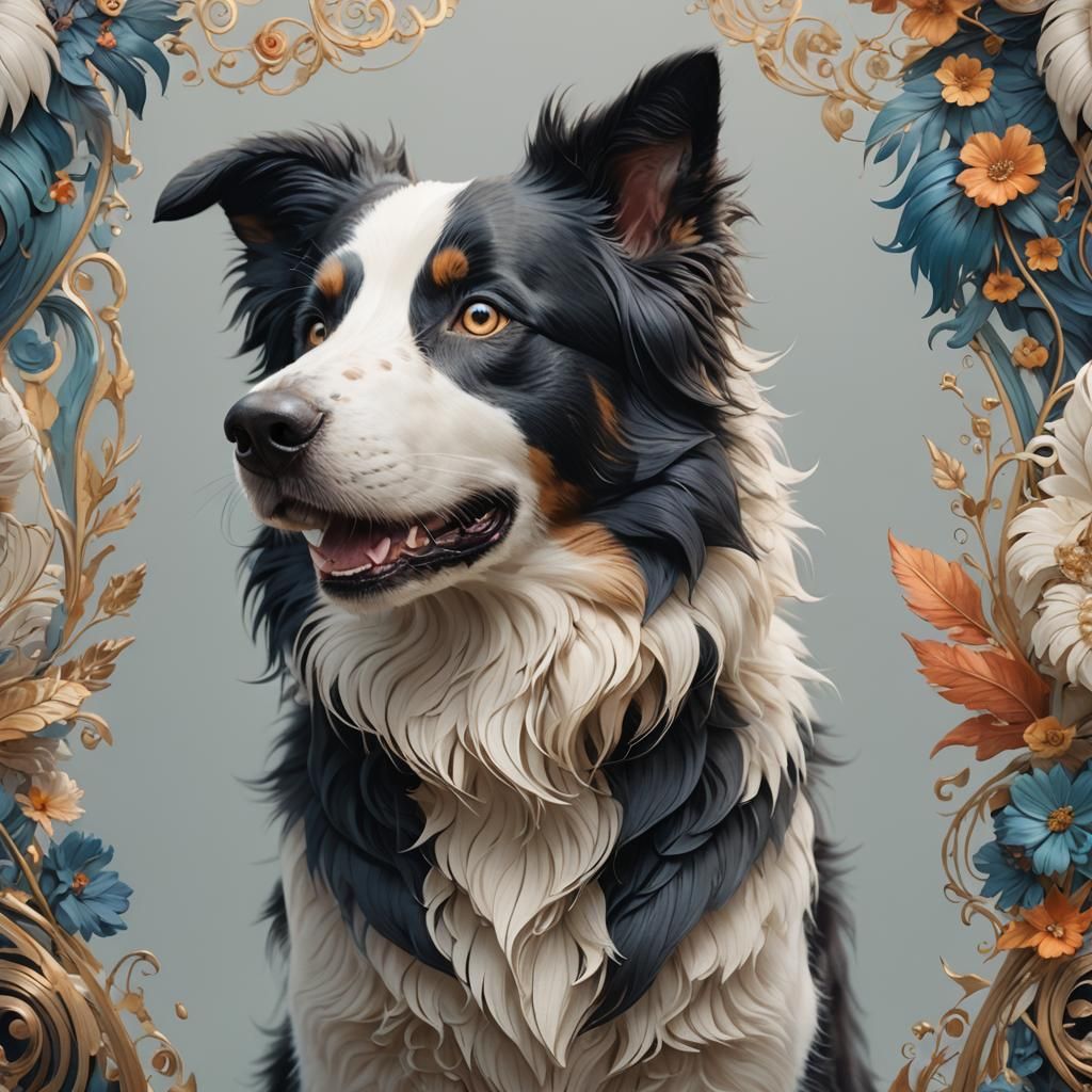 Hyperrealistic Border Collie Portrait in Digital Art Style
