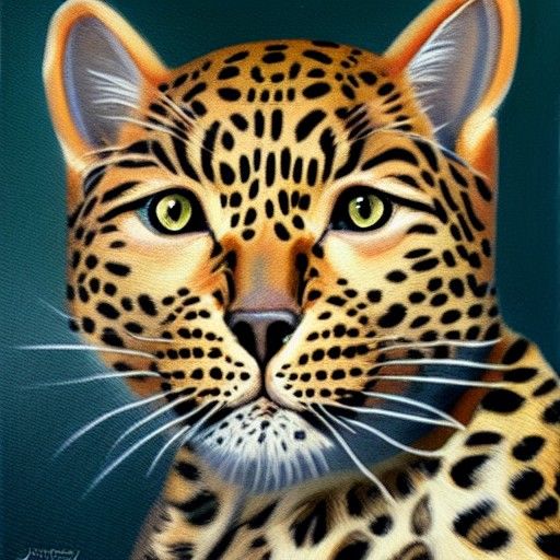 Cat-Leopard Fusion as Oil Painting