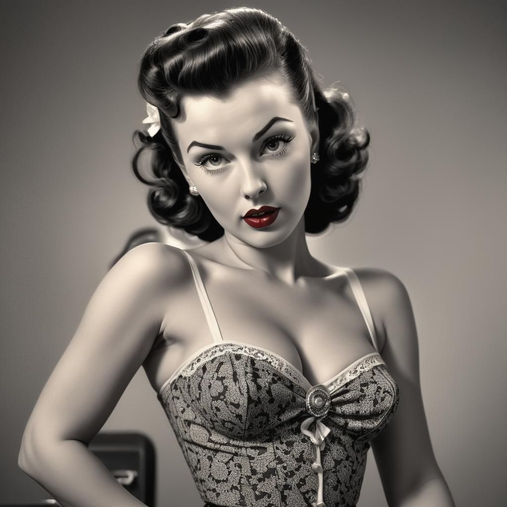 Hyperrealistic 1950s Pin-Up Model in HDR