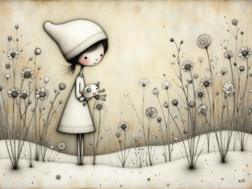 Surreal Whimsical Snowdrop Blooms Through Frosty Landscape i...