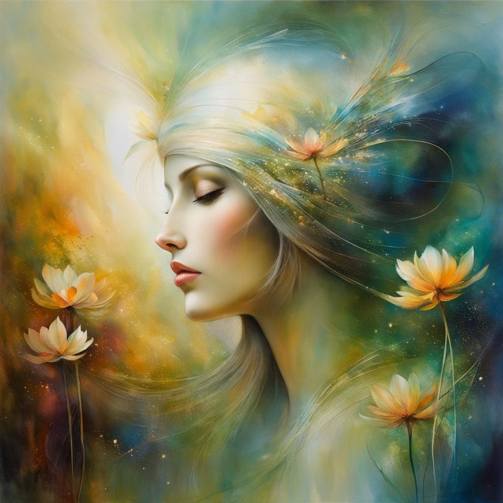 Ethereal Visionary in Cosmic Landscape