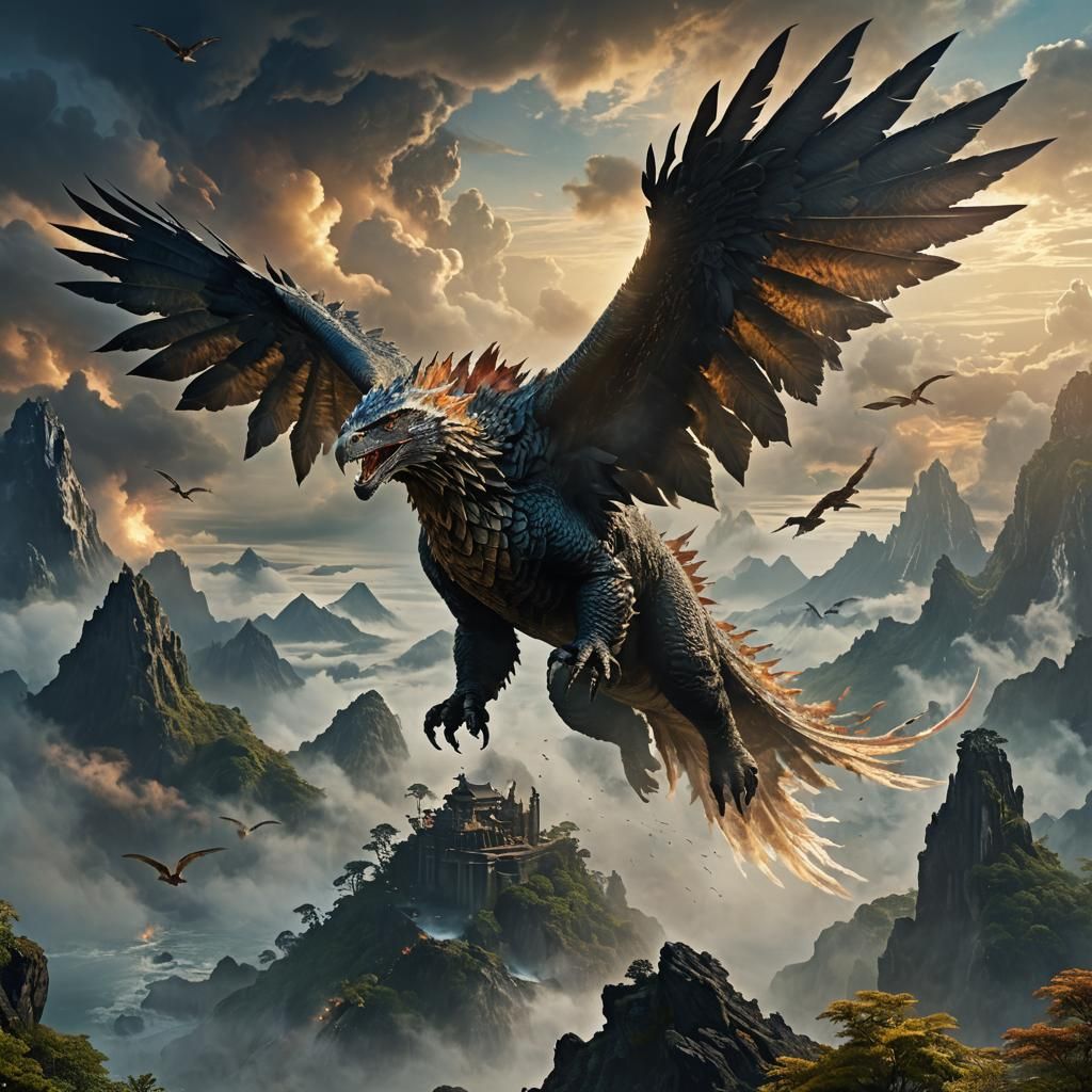 Godzilla Eagle Soars Above Mystical Island