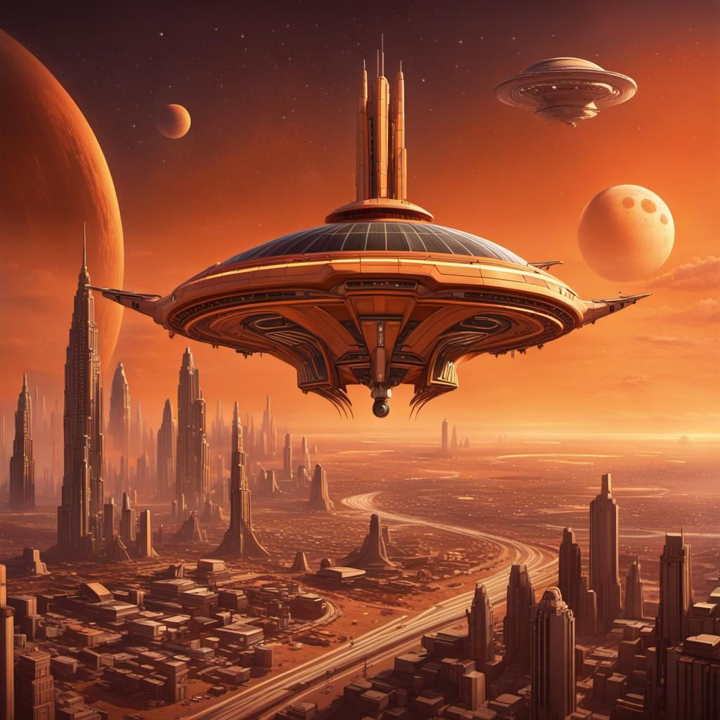 Marsport: Art Deco City Under an Orange Sky