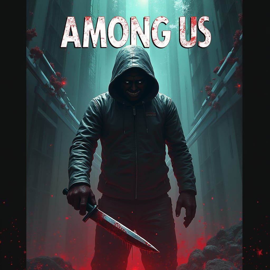 Among Us: Ominous Imposter Scene in Gritty Style