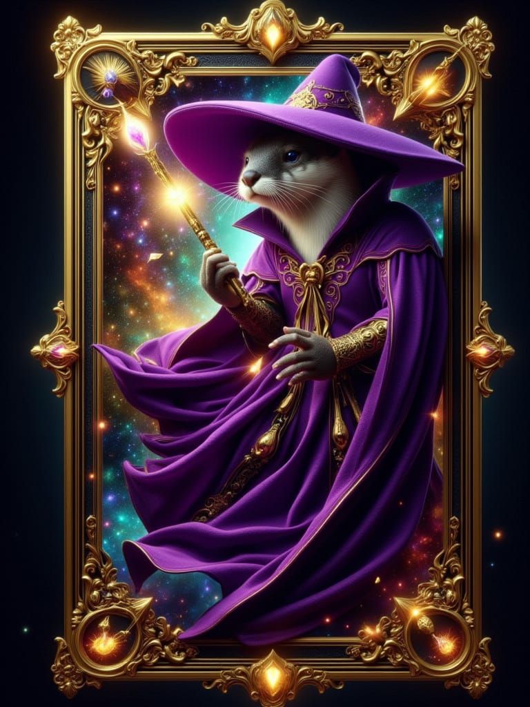 Otter Wizard Emerges from Tarot Card