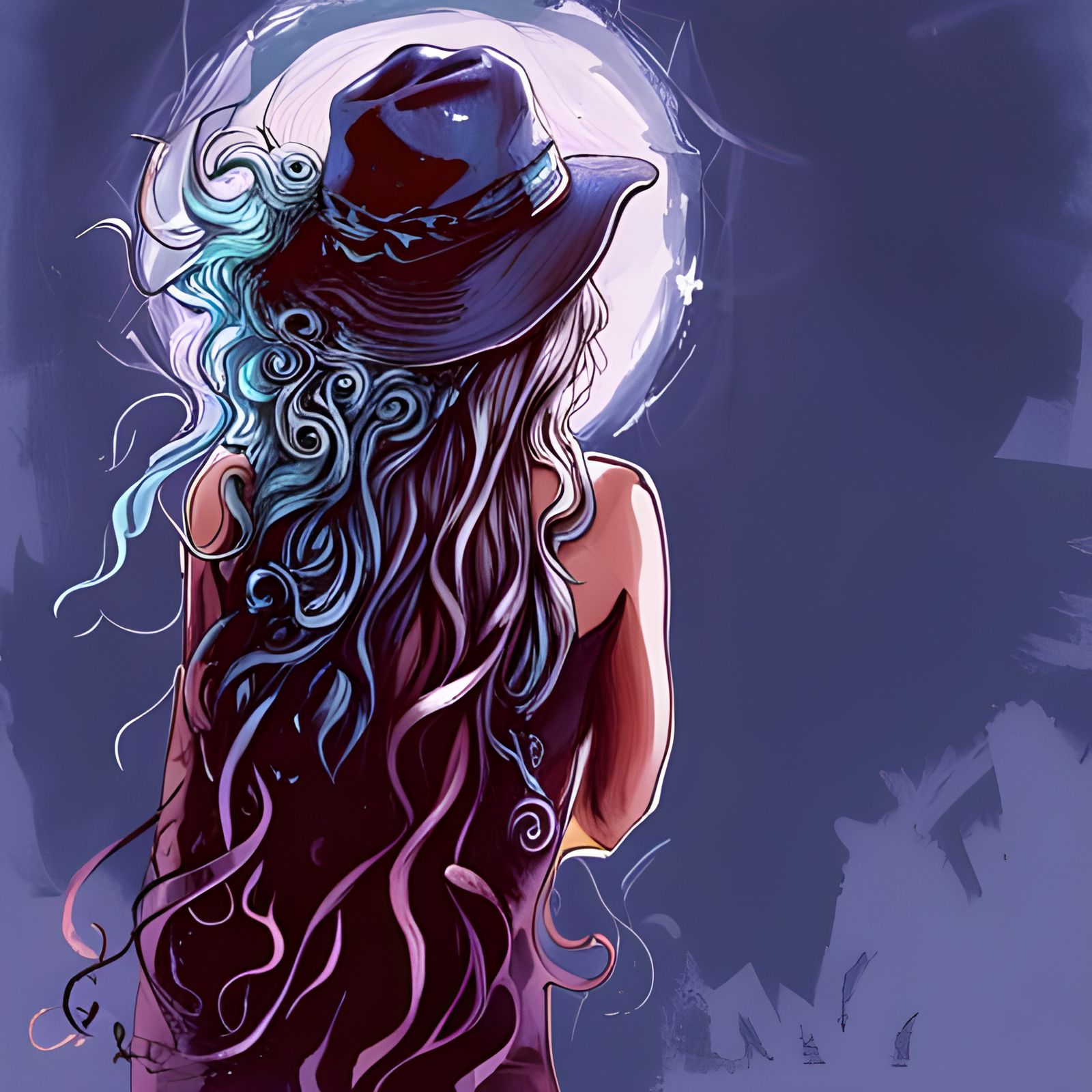 Ethereal Girl with Silver Hair Anime Poster