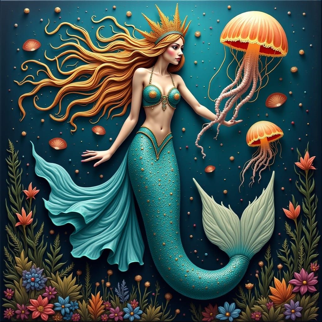 Underwater Mermaid Fairy in Flowing Turquoise Dress