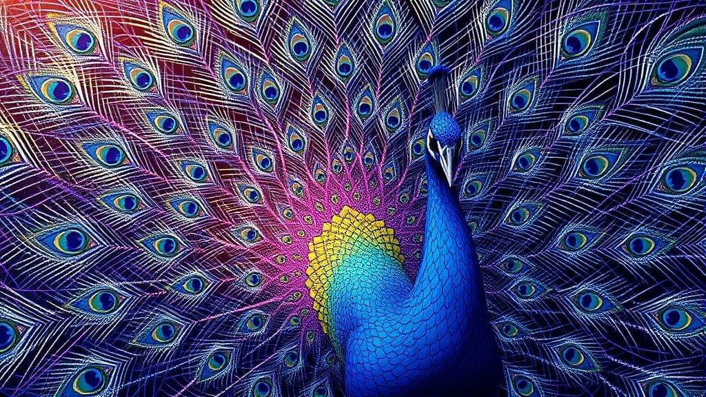 Kaleidoscopic Peacock Display in CGSociety Style
