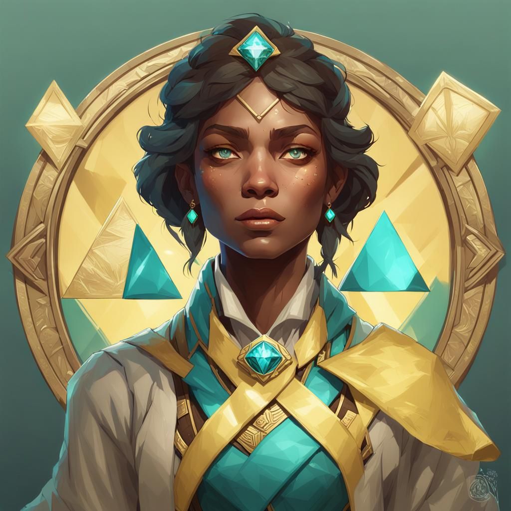 Woman in Sash Portrait Art Nouveau Style