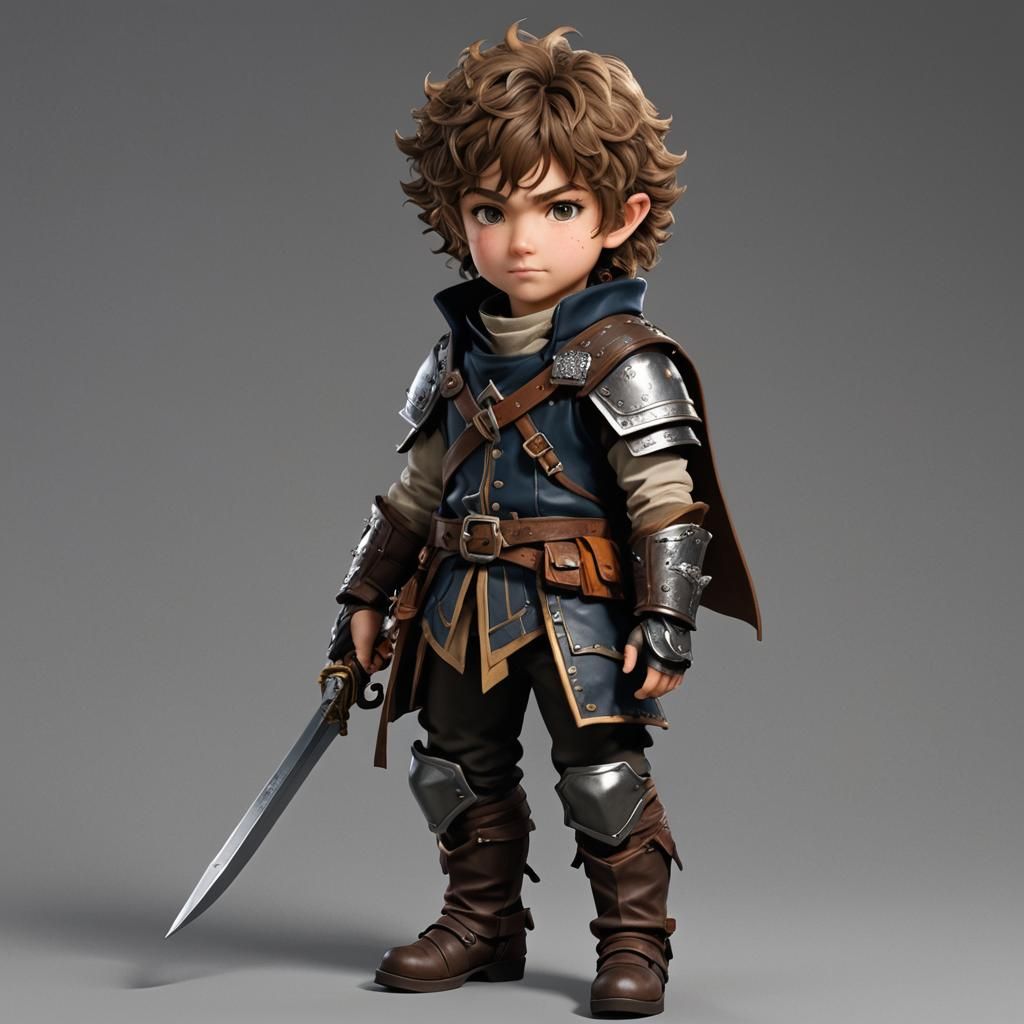 Halfling Ranger in Detailed 3D Anime Style